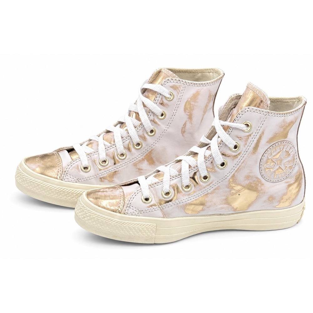 Converse Chuck Taylor All Star Womens 7 Rose Gold Leather High Top Shoes 553300C